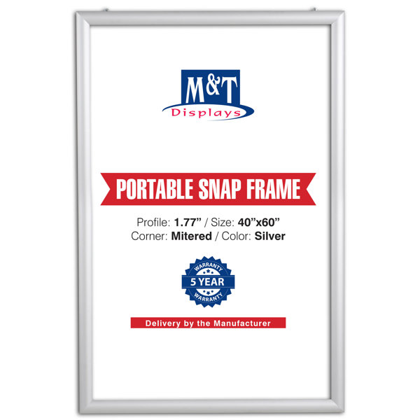 40x60 Portable Snap Poster Frame - 1.25 inch Silver Profile Mitered Corner