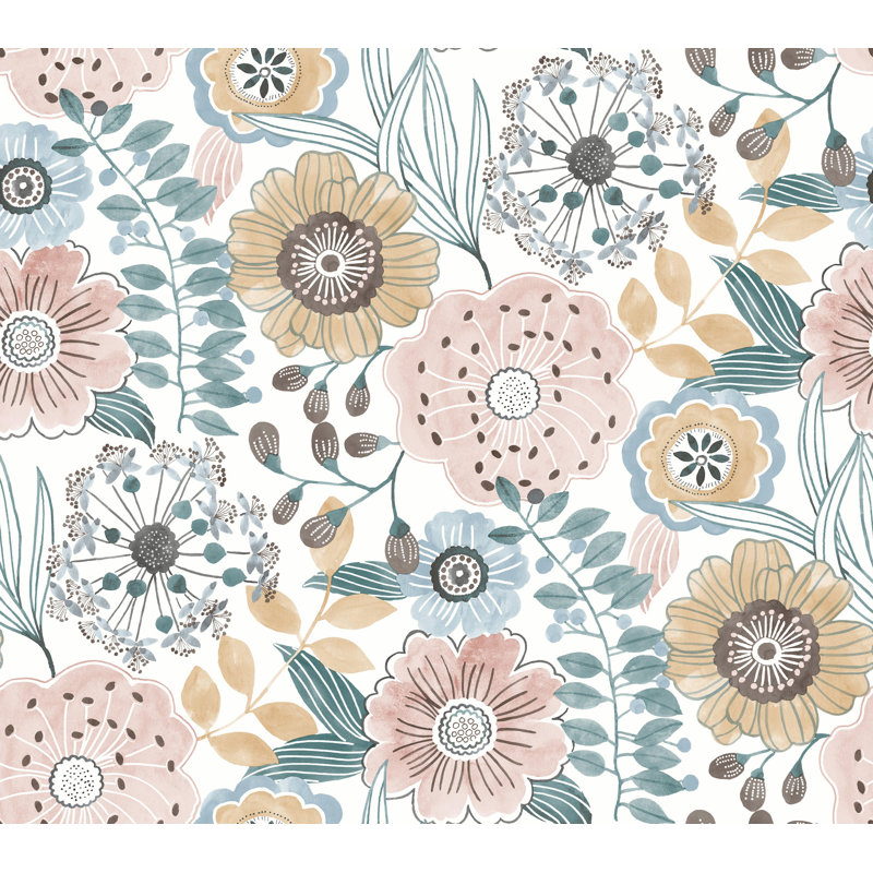 Papier peint artistique Bouquet neutre, Orange