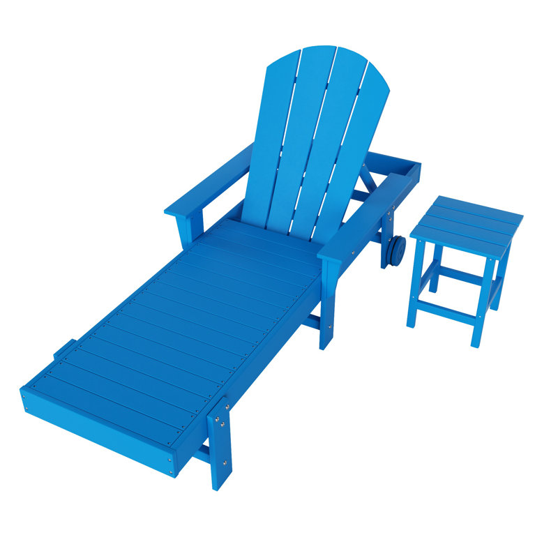 Laguna Outdoor Chaise Lounge with Table, Pacific Blue