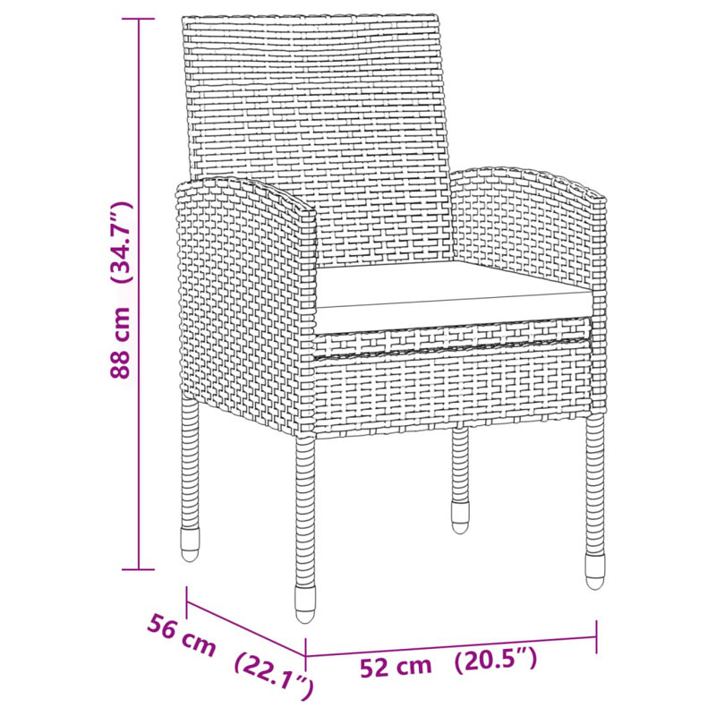 Rectangular 4 - Person Dining Set, Gray, Gray