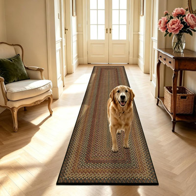 Tapis de couloir en jute, lavable à la machine et antidérapant