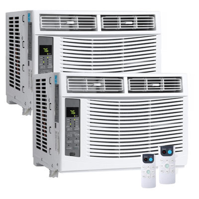 Ensemble de 2 climatiseurs de fenêtre de 6 000 BTU avec WiFi - Refroidit jusqu'à 250 pieds carrés, économiseur d'énergie, télécommande et contrôle d'application