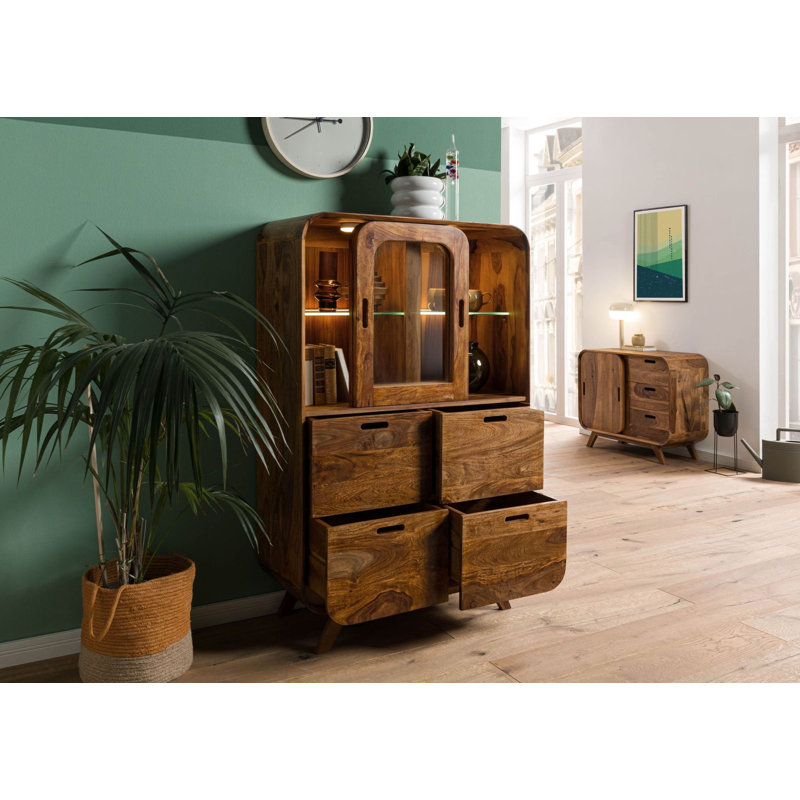 90cm Solid Wood Sideboard, Tan