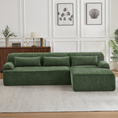 Contemporary Indoor Sofa, Chenille L-Shape Luxury Sectional Oversized Sofa, Minimalist Design, Comfy Sleeper Couch For Living Room, Apartment