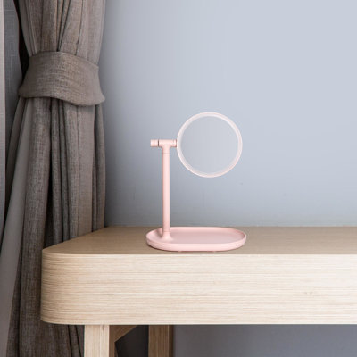 Miroir de maquillage blanc avec plateau lumineux et organisateur pour filles