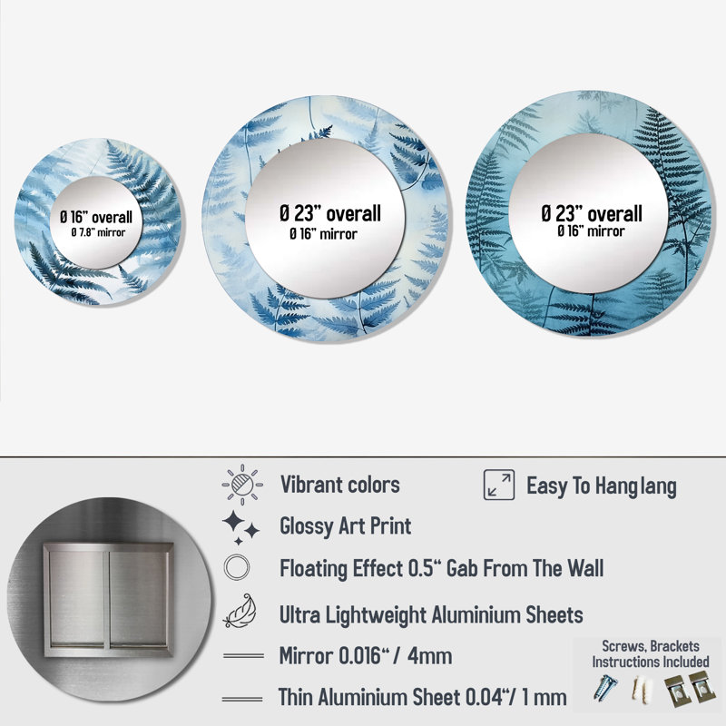 Ensemble de 3 miroirs muraux ronds en aluminium Dichelle