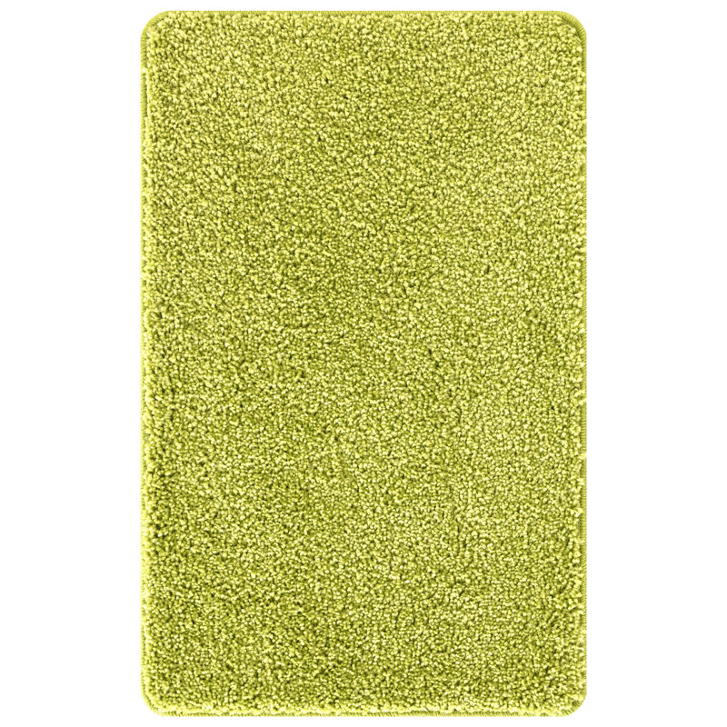 Microfiber Small Bath Mat Rectangular Contemporary, Green