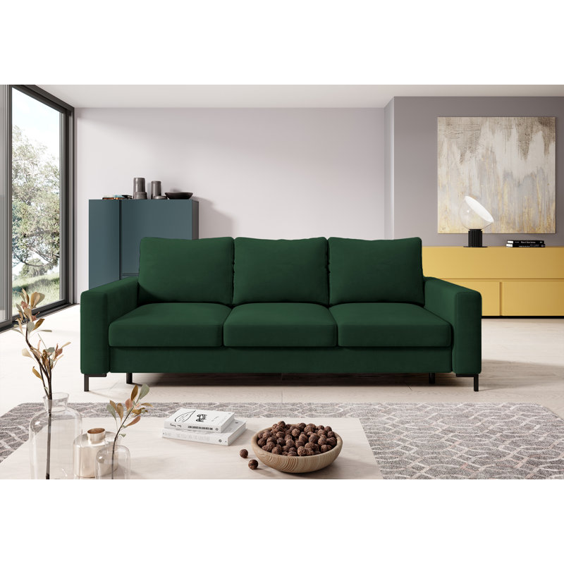 Aleg 3 Seater Velvet Sofa, Green