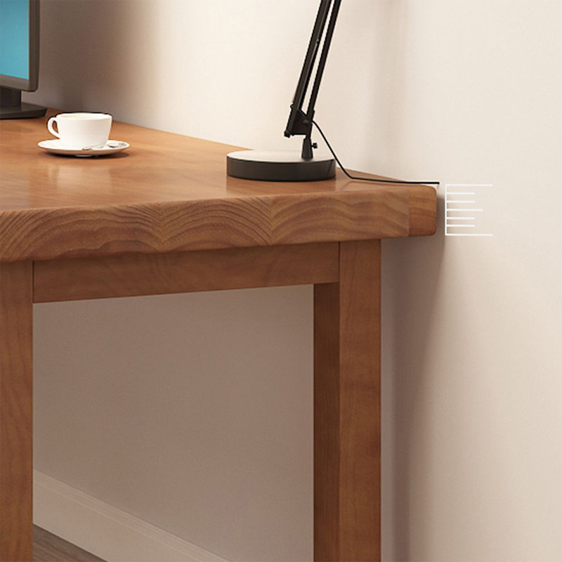 Bureau brun en bois massif en forme de L, Retour à gauche, H 29,53 po x l 55,12 po x P 47,24 po