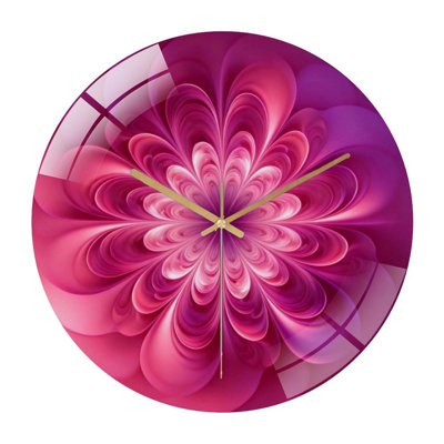 12" Round Tempered Glass Wall Clock with Silent Quartz Movement