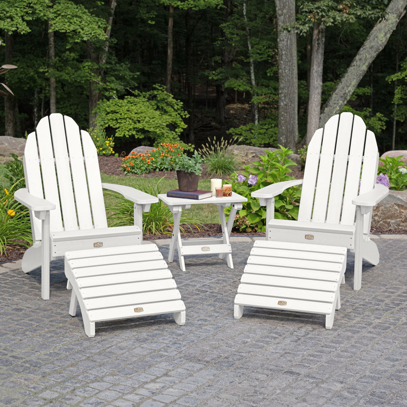 Mountain Bluff Adirondack Chair with Ottoman, White
