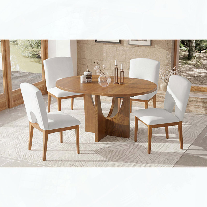 Ensemble de table de salle à manger moderne extensible avec chaises, Brun / Blanc