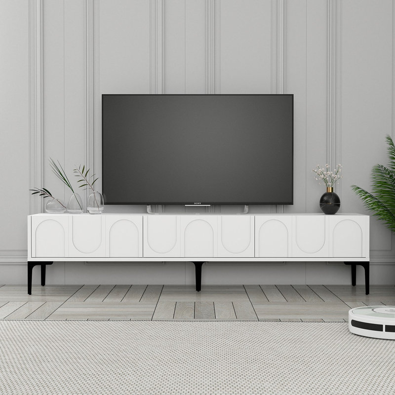 Keikei Unfinished TV Stand, White/Black