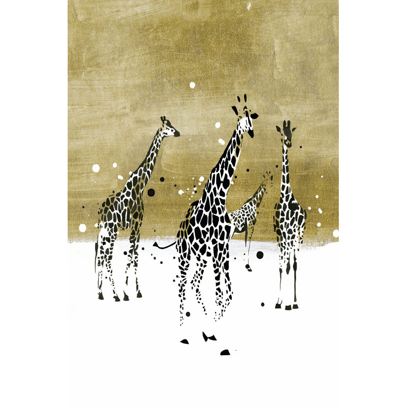 Spotted Giraffe II by Annie Warren - Painting, 91cm H x 61cm W, Black Floater Framed