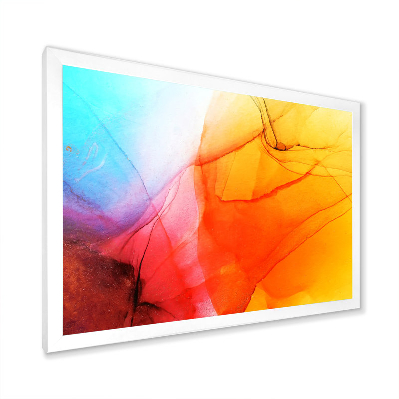 Combat de couleur d'encre liquide III - reproduction sur toile, H 8 po x l 12 po x P 1 po, Cadre de coin blanc fermé
