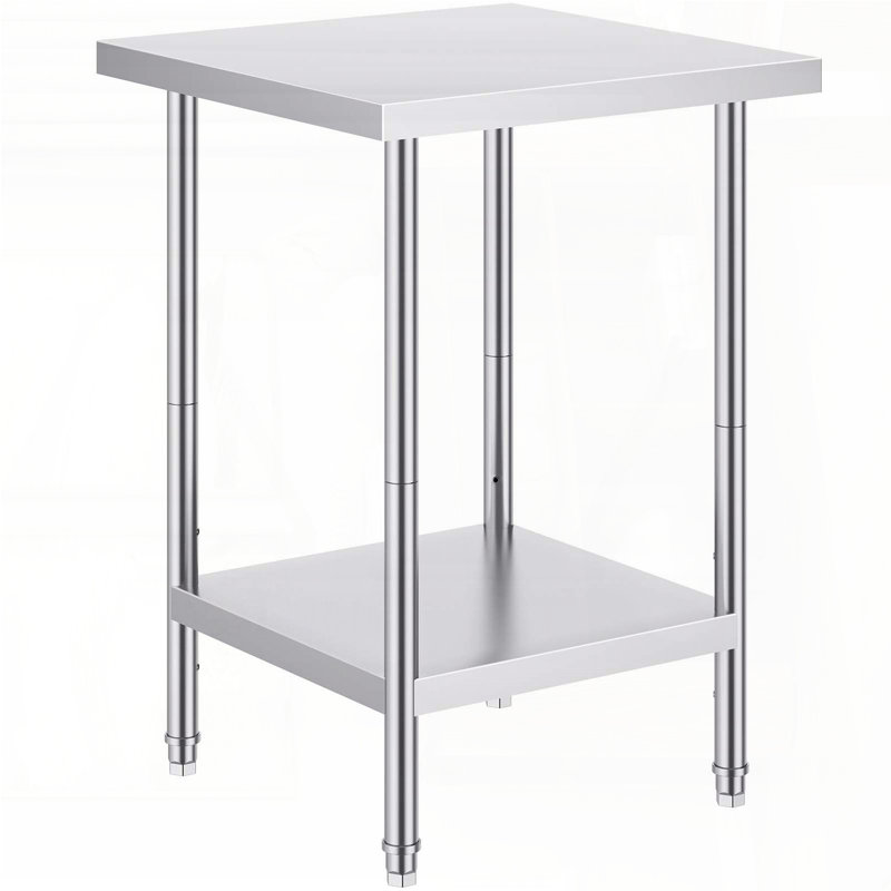 Table de préparation en acier inoxydable - table de travail robuste 24 x 24 x 34 pouces