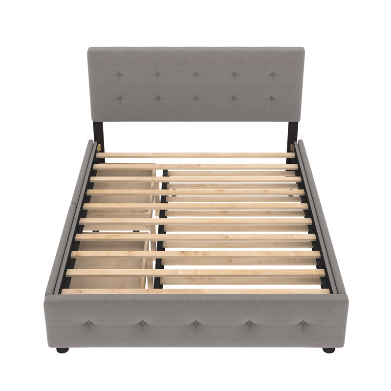 Ayuda Upholstered Platform Storage Bed, Light Gray