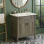 Meuble-lavabo autoportant de 31 po avec lavabo en céramique, portes à fermeture en douceur et tablette réglable-2045074196
