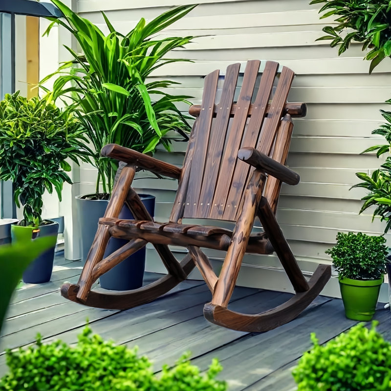 Solid Wood Rocking Chair, Dark Brown
