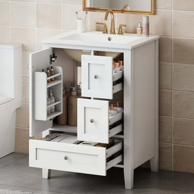 Freestanding Bathroom Vanity with Sink,Drawers and Storage Shelves for Small Bathrooms