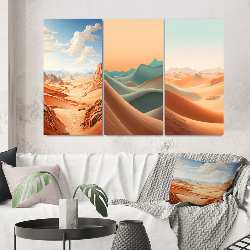 «Desert Dunes», 3 pièces sur toile, Toile tendue, H 40 po x l 60 po