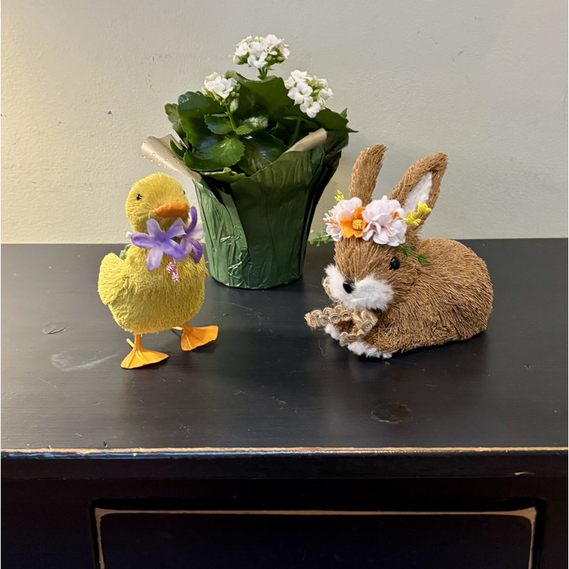 Ensemble de 2 canards jaunes 5 po en sisal de Pâques