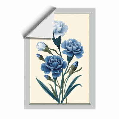 Blue Carnations Botanical - Framed Print