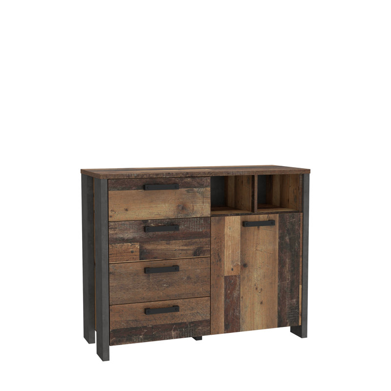 Lanham 107cm Sideboard, Dark Grey Concrete Effect/Old Vintage Wood