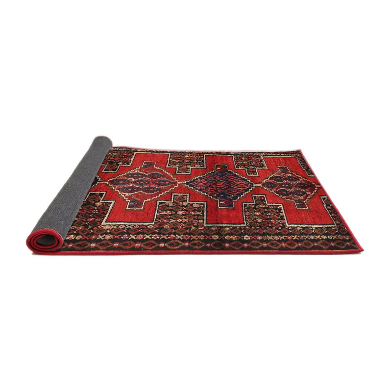Tapis traditionnel rouge / noir Hoysted, Rond 3 pi