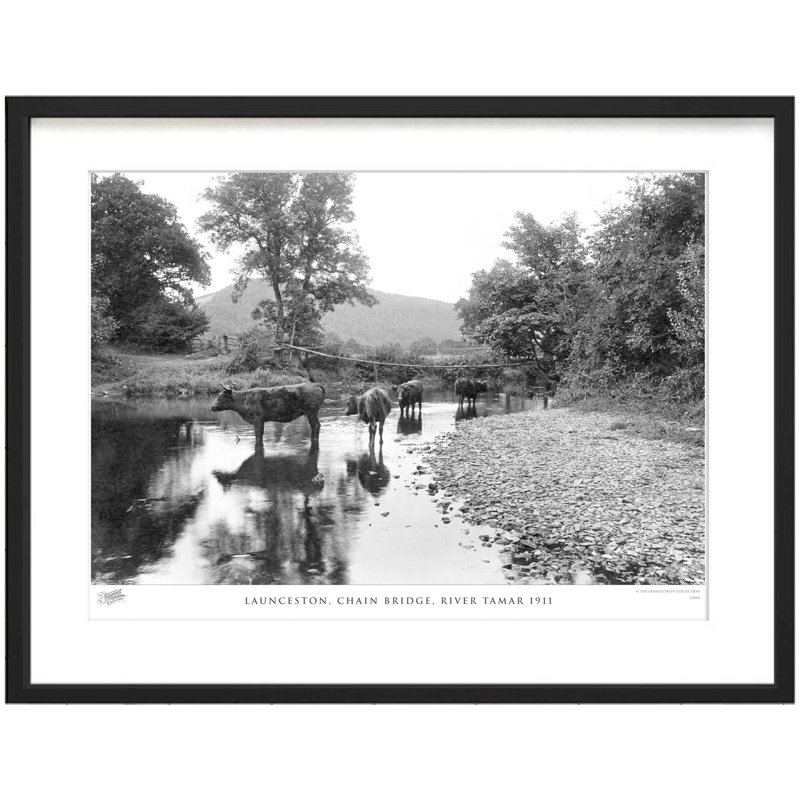 Launceston, Chain Bridge, River Tamar 1911 - Single Picture Frame Print, 60cm H x 80cm W x 2.3cm D