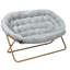 Chaise pliante rembourrée à double soucoupe avec structure en acier et 2 repose-pieds pliants-1053559947