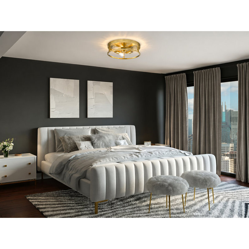 Plafonnier encastré rond 3 lumières DUrrin, Doré