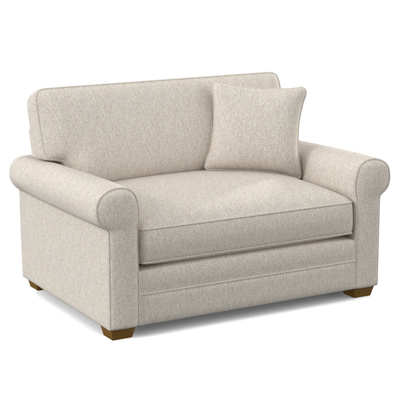 Bedford 57" Twin Sofa Bed, Havana Finish, Snow Crypton Performance; 0884-91, 5" Innerspring Mattress