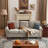 81.5" Nailhead Sofa, Classic Couch with Rolled Arms & Wooden Legs, 3-Seater Chenille Sofa for Living Room, Gray Beige
