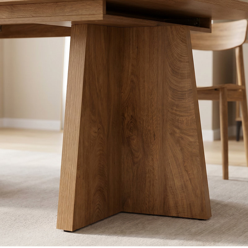 Table de salle à manger rectangulaire extensible, Marron clair