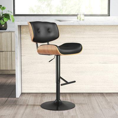 Aliane Swivel Upholstered Adjustable Height Counter Stool with Metal Frame