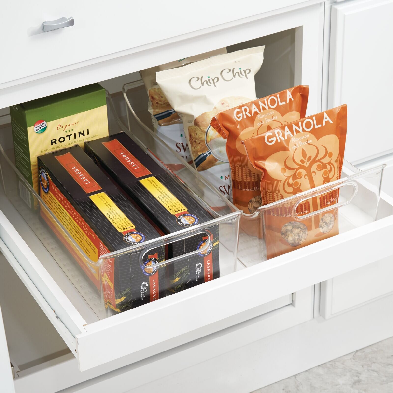  mDesign Plastic Slim Organizing Bin for Kitchen Pantry