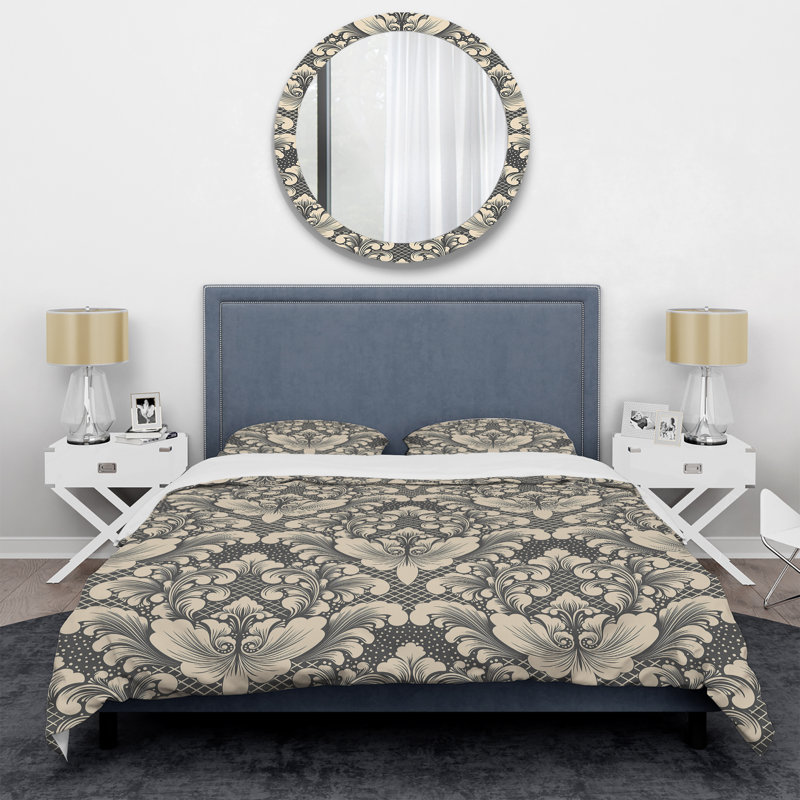 Ensemble de housse de couette en microfibre noir / beige 3 pièces, Housse de couette pour très grand lit et 2 très