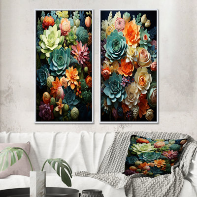 «Green Balck Succulent Serenity», 2 pièces