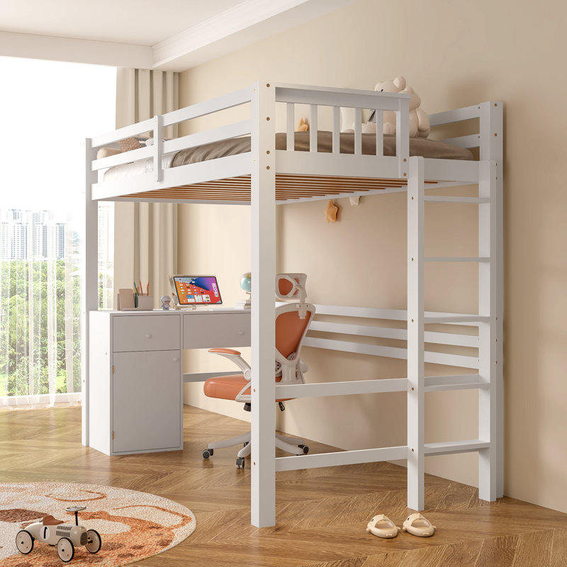 Kaynath Twin Loft Bed With Built-In-Desk & Cabinet