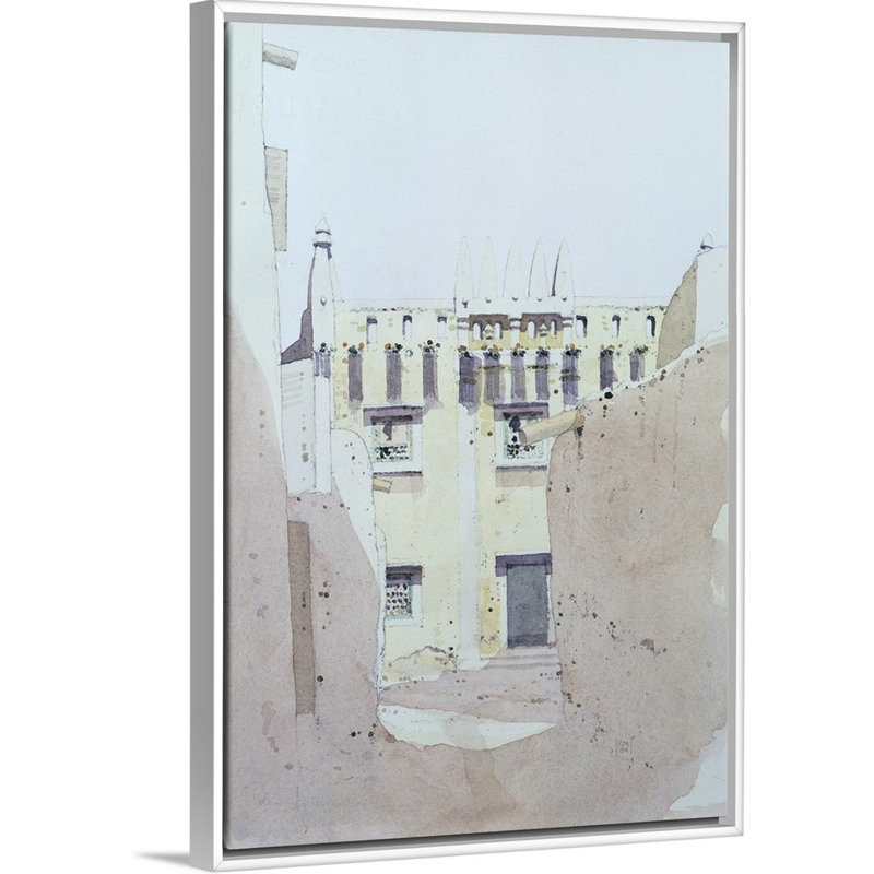 «Djenne Maison Tawate, 2000» par Charlie Millar, reproduction sur toile, Cadre blanc, H 32 po x l 22 po x P 1,75 po