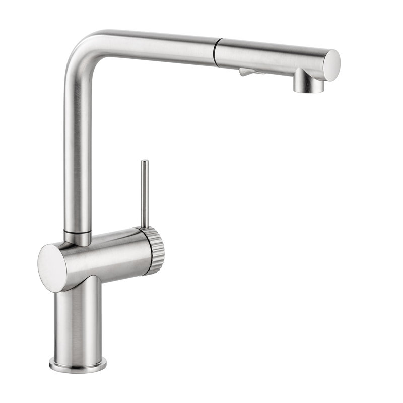 Abode Fraction Single Lever Pull Out Spray Tap, Brushed Nickel