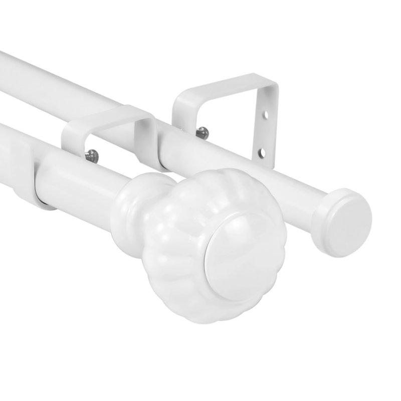 Tringle à rideaux double réglable, Blanc, H 1 po x l 48 po x P 1 po