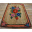 Tapis ivoire en laine crocheté antique