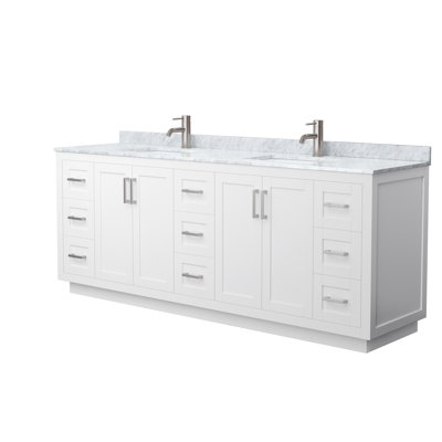 Miranda 84" Freestanding Double Bathroom Vanity with Marble Top