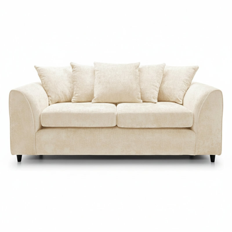 3 Seater Chenille Sofa, Cream