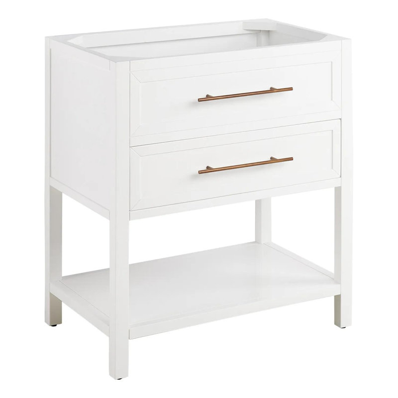 Bright White Mahogany 30" Single Bathroom Vanity with Brass Hardware