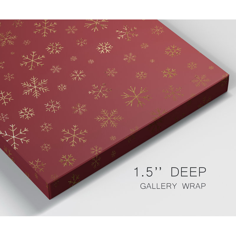 Flocons de neige rouges-impression d’art graphique sur toile tendue, H 32 po x l 32 po x P 1 po
