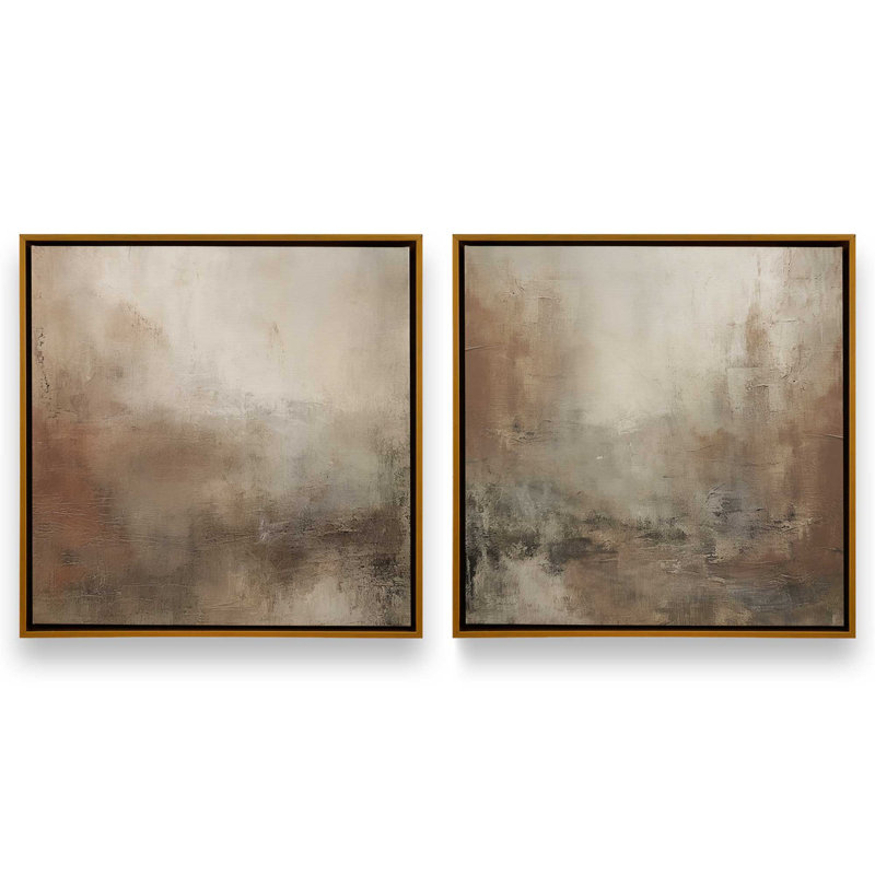 Russet Mist Déroulant, ensemble de 2, reproduction sur toile, Cadre flottant or poli, H 24,75 po x l 24,75 po x P 1,75 po
