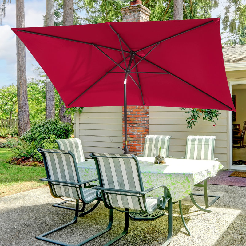 Parasol de marché rectangulaire 120 po x 78 po , Rouge